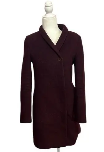 Oak + Fort Burgendy Wool Blend Button Down Winter Coat. Size S