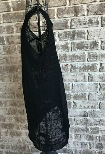 Stella Carakasi Black dress Sz XS Asymmetrical Semi Sheer Linen Nylon B…