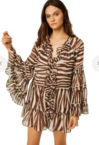 MISA Los Angeles Tallulah Dress Brown Zebra Size XS Animal Print Party Vegas