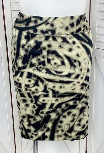 Alfani Printed Twill Pencil Skirt Black Green 12 Black