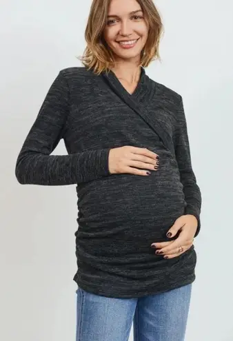 Hello Miz Tunic Sweater Maternity Top Gray Size S
