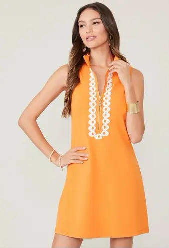 Spartina 449 Serena embroidered Half Zip sleeveless Dress Orange Size large