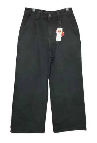 Cider Women's Denim Wide Leg Jeans Black Size M High Rise Casual Pleated NEW