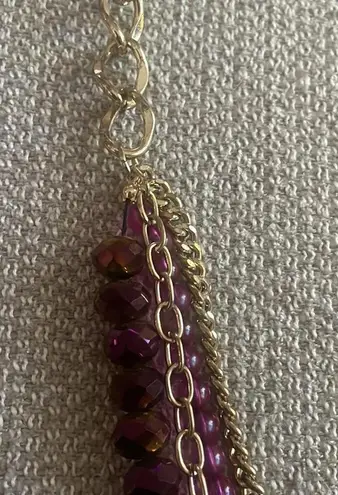 Purple and gold, multi strand, beaded necklace, artsy BoHo