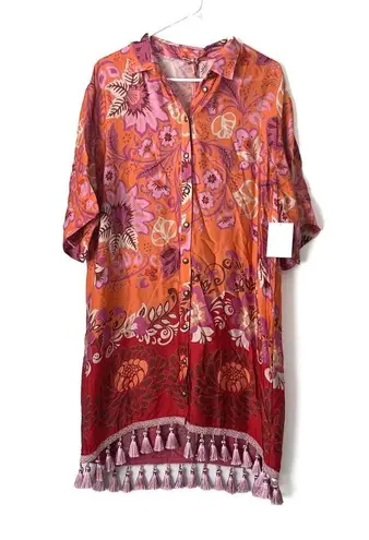 Alexis 🆕  Emotion Floral Shirt Dress in Orange Blossom Sz L