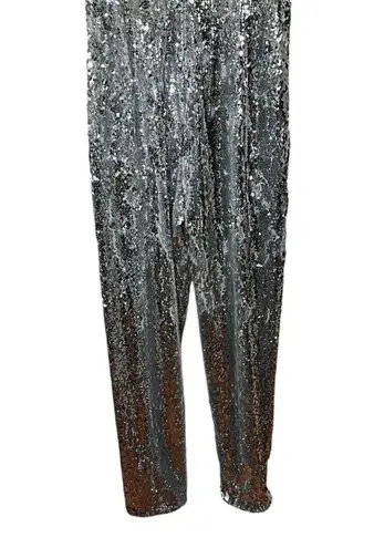 Black Halo NWT Silver Sequin Jumpsuit Women’s Size 6 Sleeveless Party Evening