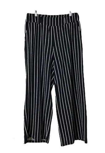 Terra & Sky Pants Wide Leg High Rise Black White Stripe Women’s Plus Size 0X 14W