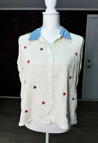 lemon grass Vintage Patriotic Star Tank Top