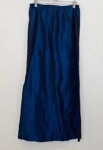 Le chateau Blue Crinkle Maxi Velcro Wrap Skirt EUC OS Acrylic Vintage Y2K Women