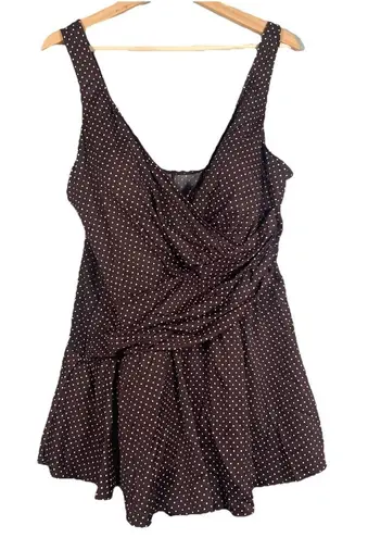 MiracleSuit Brown Polka Dot PIN POINT OCEANUS ONE PIECE SWIMSUIT PLUS SIZE 22 W - Image 1