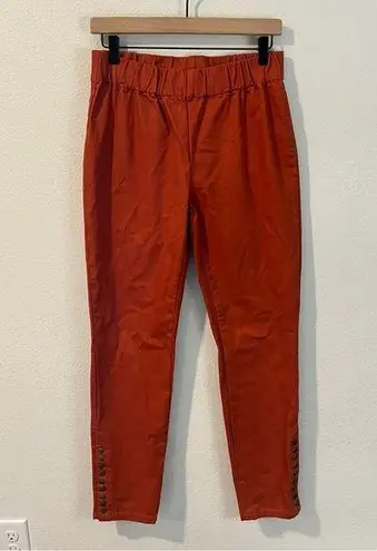 Soft Surroundings Orange Metro Denim Pull On Snap Ankle Jeggings Leggings Size S