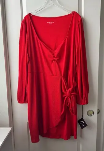 Ava & Viv Plus Size Long Sleeve Wrap Dress Red 2X NWT