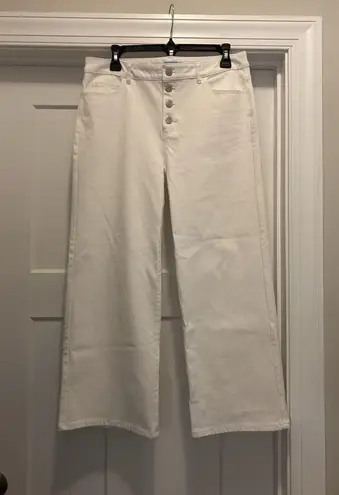 J. McLaughlin Loris White Wide Leg Button Fly Cropped Stretch Jeans Size 10
