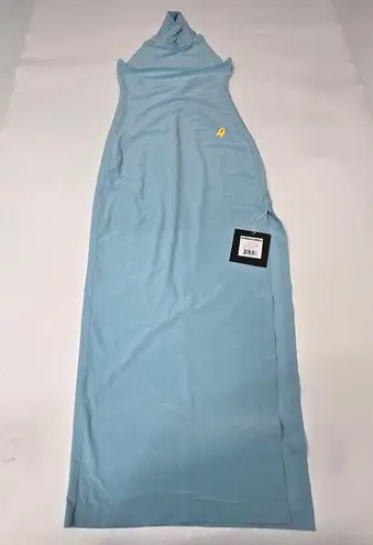 Norma Kamali Halter Turtle Side Slit Gown in Powder Blue