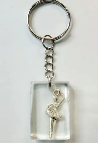 Elegant Silver Ballerina Resin Keychain Handmade