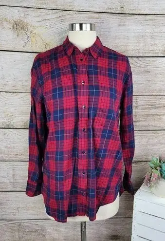 Madewell  Women's‎ Button Down Plaid Oversized Boy Tunic Shirt Size Extra Small