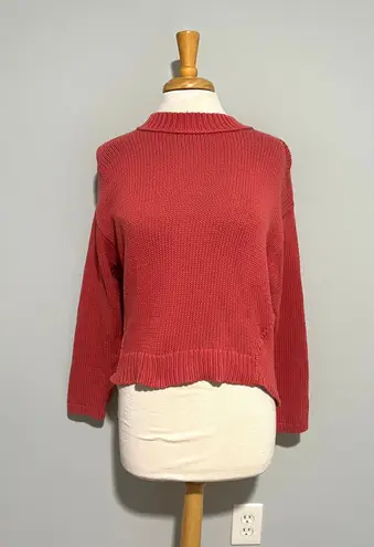 Treasure & Bond Coral Nantucket Red Cableknit Knit Comfy Sweater
