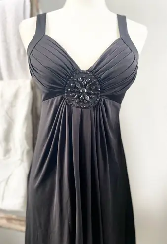 London Times | Petites Fit and Flare Black Formal Cocktail Dress (4P) 117D1