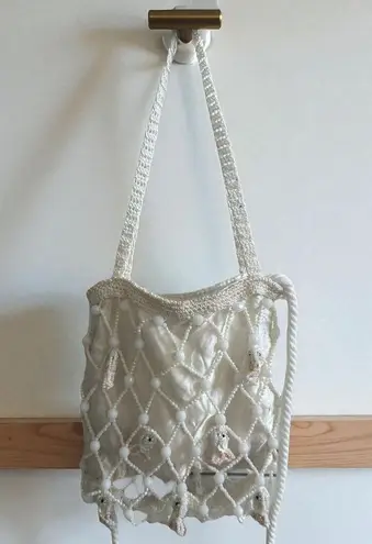 LA REGALE Vintage White Beaded Fish Cocktail Bag Purse