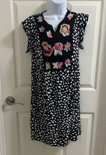 KIRUNDO Women's 2024 Summer Mini Dress Boho Floral Embroidered Women’s Sz Small