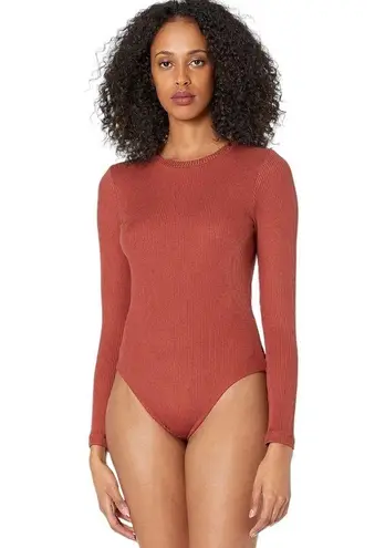 ALLSAINTS NWT All Saints Molly Long Sleeve Ribbed Open Back Bodysuit in Wild Berry Red