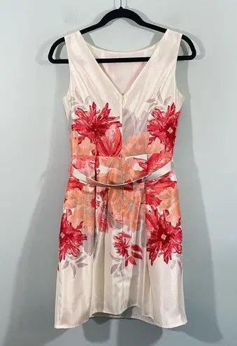 Jessica Howard Shimmery Floral Sleeveless Belted Fit & Flare Dress Size 8