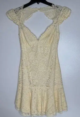 Monique Lhuillier Yellow Lace Overlay Dress Sz 4
