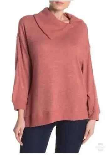Democracy Supersoft Split Cowl Neck Pullover Pink, 3X