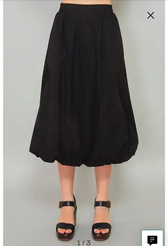 MELLODAY Med Solid White Y2k Bubble hem Pleated elastic waist Midi Skirt