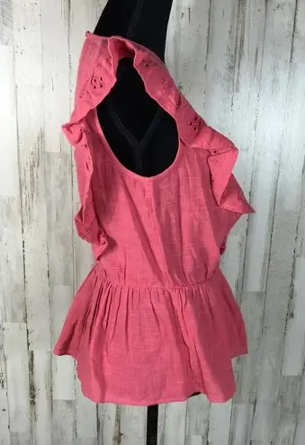 Hinge Nordstrom Eyelet Ruffle Peplum Top Blouse M