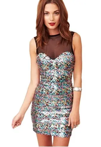 Dress the Population  sequin mini dress bodycon hoco homecoming party XS FLAWED