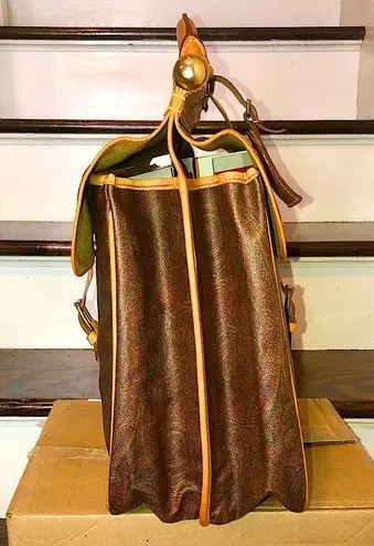 ETRO Milano Red Paisley Coated Canvas Vachetta Double Sides Travel Bag 55cm