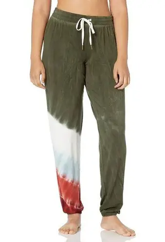 P.J. Salvage Womens Mountain Bound Pajama Pants Tie Dye Jogger Olive Green XS