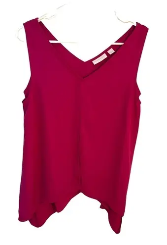 New York & Company Sleeveless Handkerchief Hem Blouse Pink Size XS