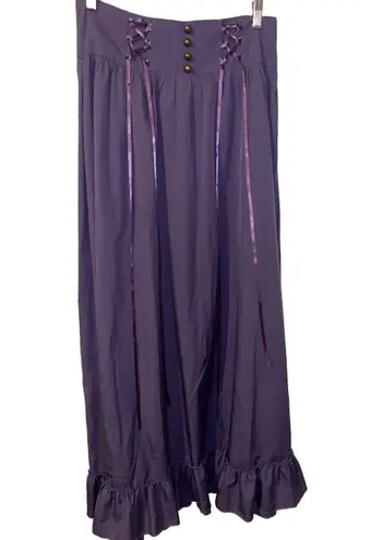 Scarlett Darkness Victorian Ruffled Bottom Prairie Gothic Purple Maxi Skirt Sz L