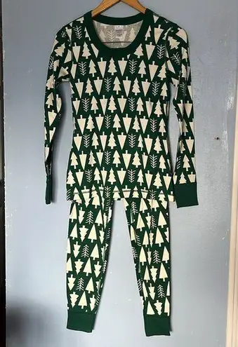Hanna Anderson Winter Green Tree Matching Holiday Pajama Set Size XS