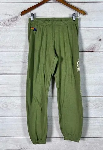 Aviator Nation  Womens Sweat Pants Sz S Green Pull On Training Workout Activewear