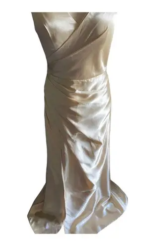 TS Couture -SATIN FEEL CREAM COLOR GOWN-SIZE SMALL