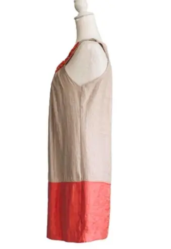 Alexia Admor New York Dress Tangerine Taupe Beaded Neckline Sleeveless Small