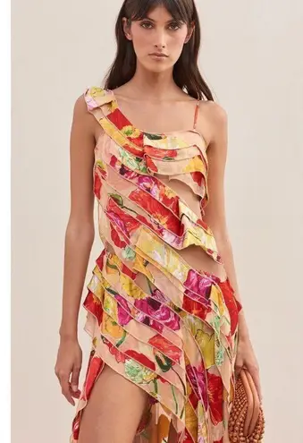 Cult Gaia NWT Whitney Gown Silk Floral Tiered Maxi Dress Size XS