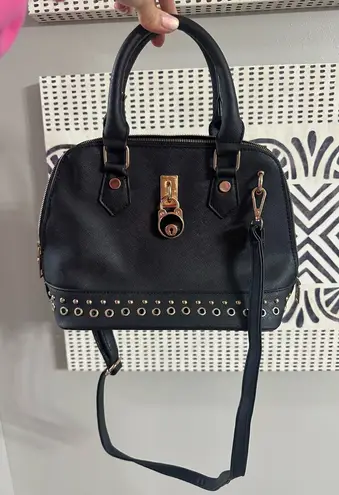 Black Handbag with Gold Accents