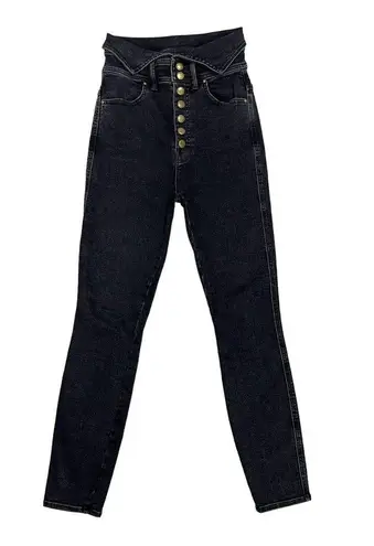 Mother Swooner Exposed Snap Jeans Wrong Side of the Tracks Black Denim Size 24