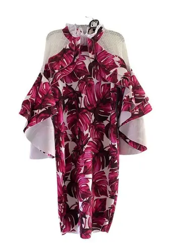 NWT Quum floral and lace detail scuba bodycon dress size 2X White