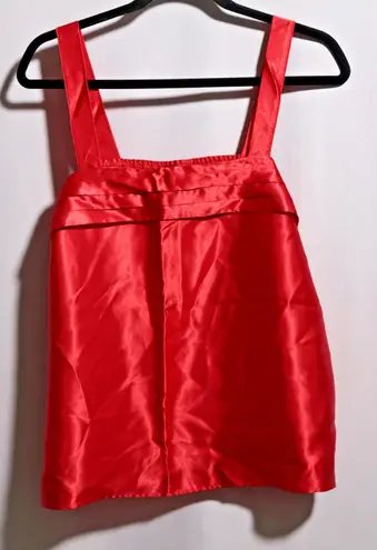 Vintage Red Satin Sleeveless Camisole Top Blouse Holiday Sexy Date Womens Large Red