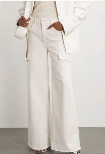 Mother Denim Anthropologie Undercover Cargo Sneak Jeans in Cream Puffs Size 25