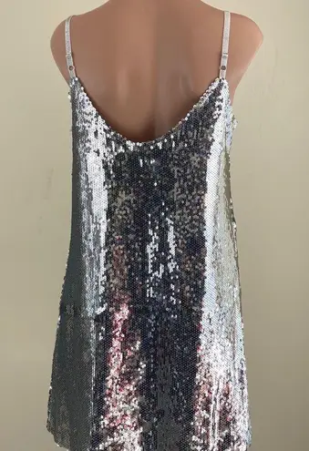 Silver Sequin Slip On Sweetheart Dress