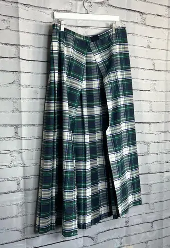 Vintage 1950s Jonathan Logan White & Green Plaid Maxi Skirt 6 CottageCore Preppy
