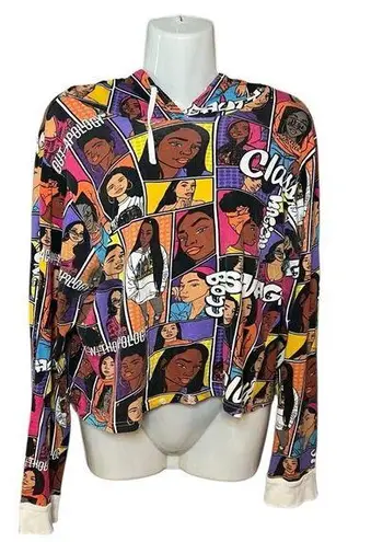 On Fire Melanin Queen Comic Book Long Sleeve Hooded Tee Shirt XL