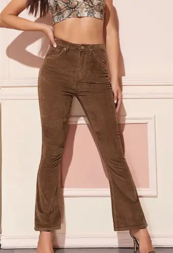 SheIn Brown Corduroy Flare Pants