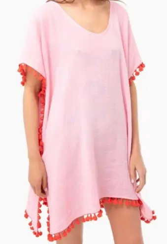 Tuckernuck Pomander Place Pink Katie Pom-Pom Caftan Swim Cover Up Size S/M
